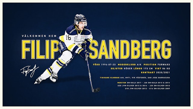 Hv71: Filip Sandberg återvänder till HV71