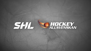 Grå bakgrund med SHL:s och HockeyAllsvenskans logo.
