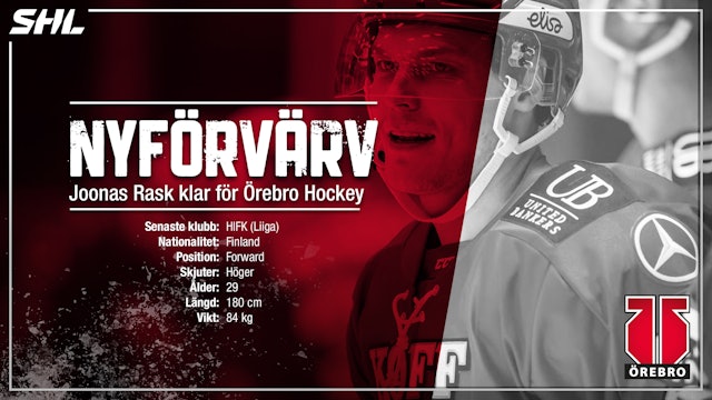 Örebro Hockey: Välkommen Joonas Rask