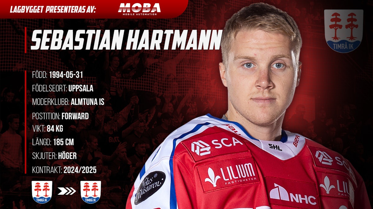 Sebastian Hartmann förlänger med Timrå IK