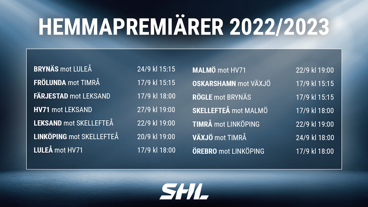 Leksands IF: Spelschemat för SHL-säsongen 2022/2023 är här!