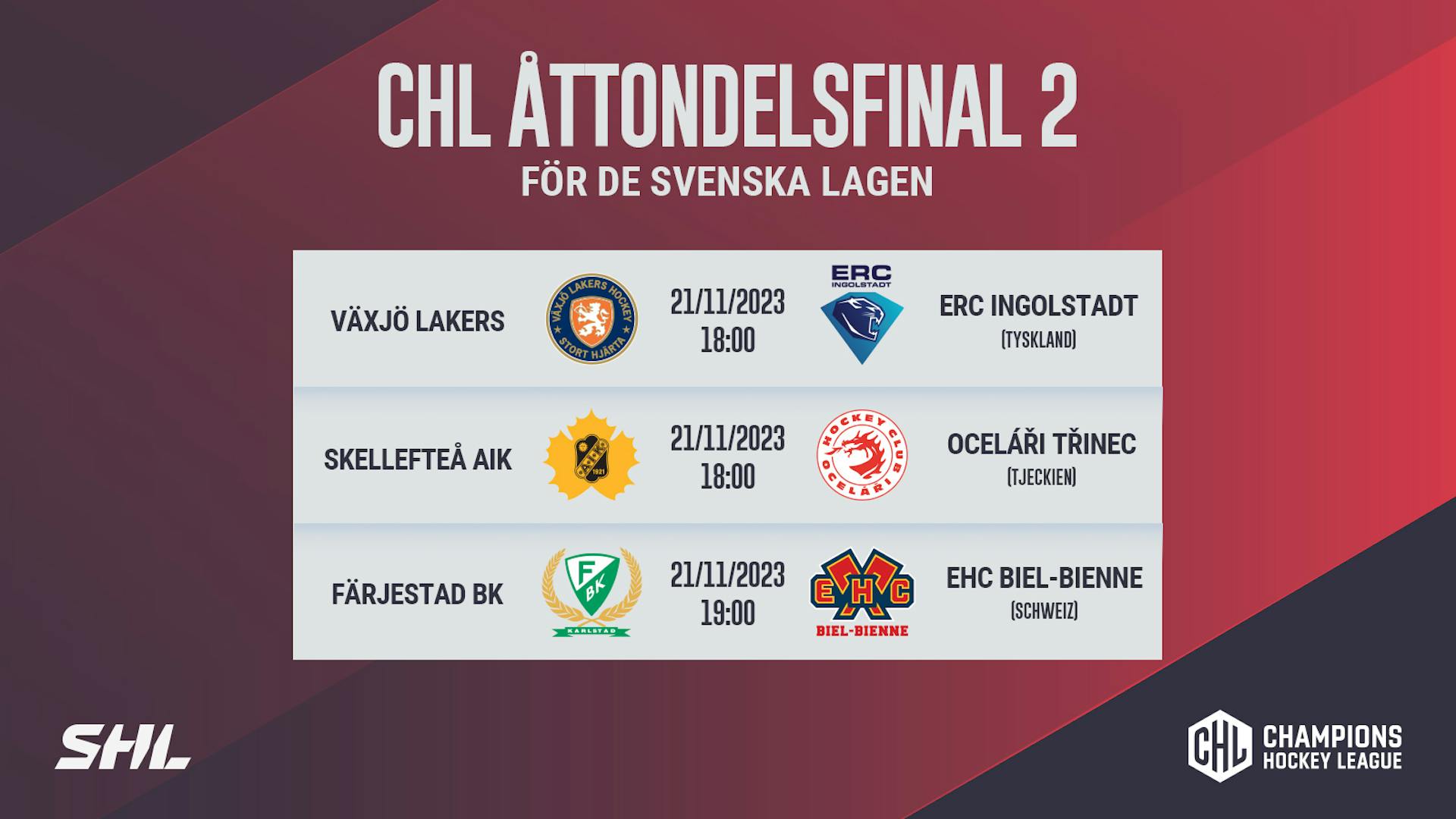 CHL SHLklubbarna jagar kvartsfinalplats SHL