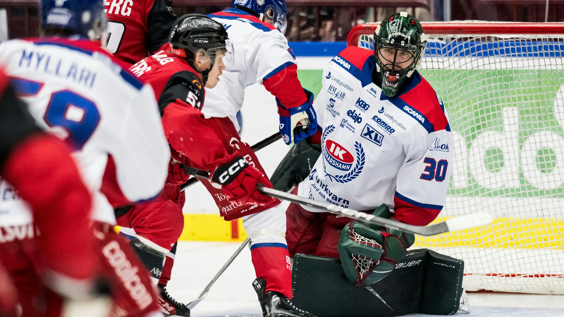 240229 Oskarshamns målvakt Tomas Rydén under ishockeymatchen i SHL mellan Malmö Redhawks och Oskarshamn den 29 februari 2024 i Malmö.
Foto: Petter Arvidson / BILDBYRÅN / kod PA / PA0773
ishockey ice hockey shl svenska hockeyligan swedish hockey league malmö redhawks oskarshamn