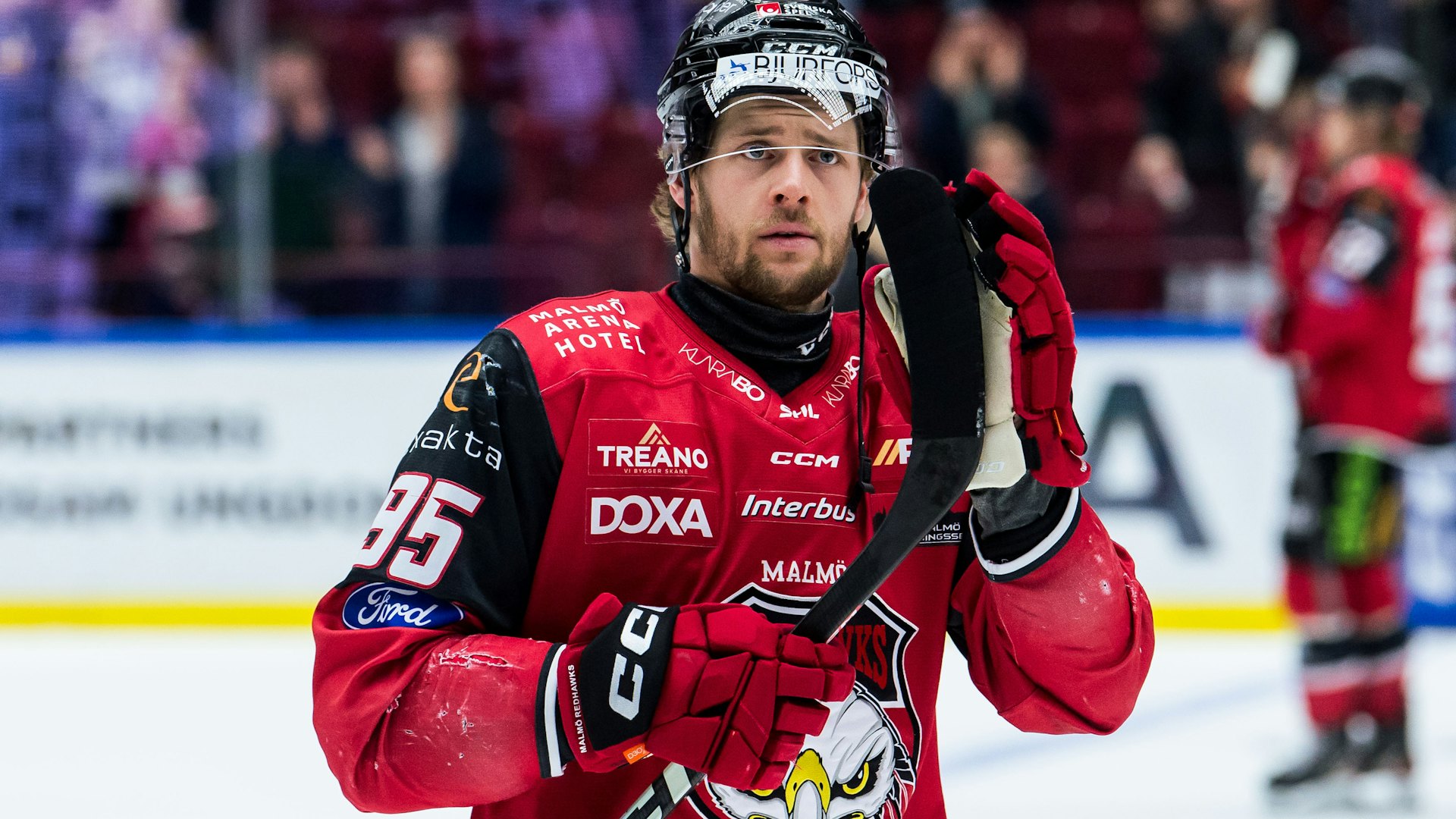 240312 Malmö Redhawks Carl Persson jublar efter ishockeymatchen i SHL mellan Malmö Redhawks och HV71 den 12 mars 2024 i Malmö.
Foto: Christian Örnberg / BILDBYRÅN / COP 166 / CO0384
ishockey ice hockey shl svenska hockeyligan swedish hockey league malmö redhawks hv71 jubel