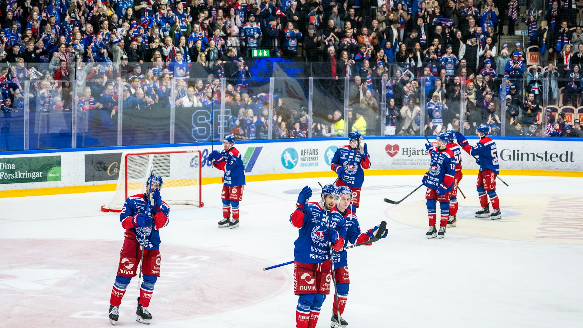 240326 Oskarshamns spelare jublar efter ishockeymatchen i kvalet till SHL mellan Oskarshamn och HV71 den 26 mars 2024 i Oskarshamn.
Foto: Suvad Mrkonjic / BILDBYRÅN / COP 170 / SM0311
ishockey ice hockey shl kval slutspel qualification qualifier relegation oskarshamn hv71 jubel