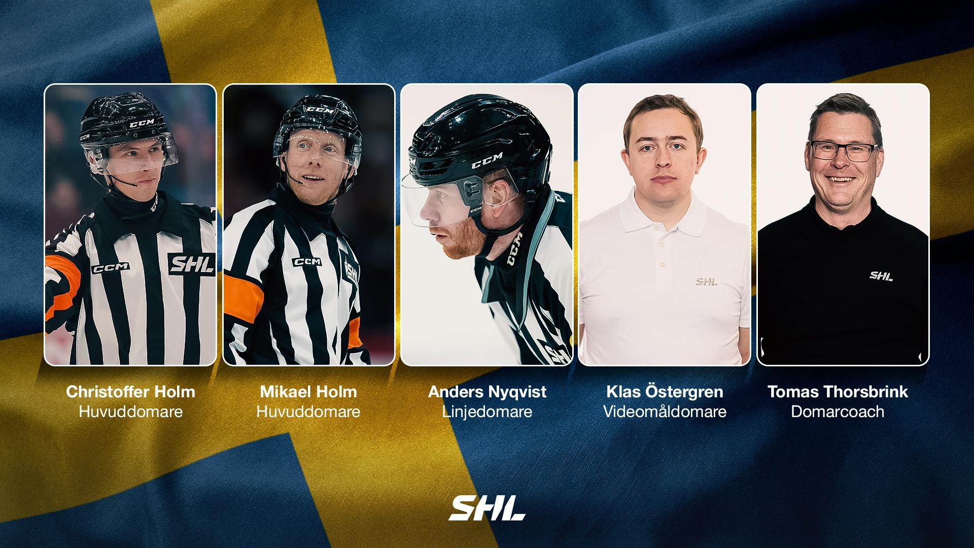 SHL skickar domarteam på fem personer till JVM