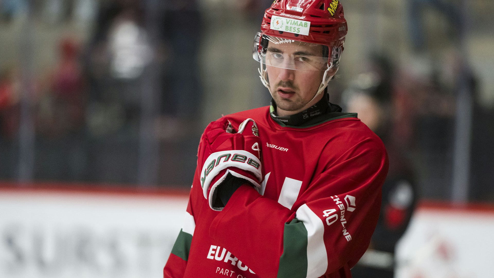 241207 Modos David Bernhardt innan ishockeymatchen i SHL mellan Modo och Brynäs den 7 december 2024 i Örnsköldsvik.
Foto: Jonas Forsberg / BILDBYRÅN / COP 71 / JR0083
ishockey ice hockey shl svenska hockeyligan swedish hockey league modo brynäs
