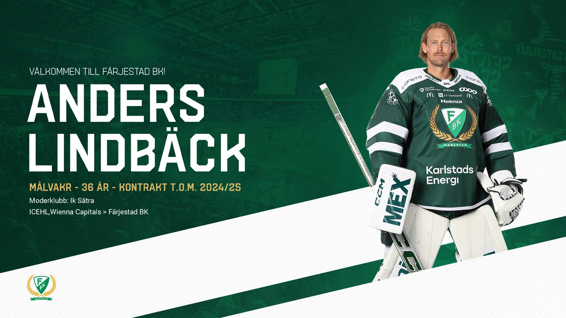 Anders Lindbäck klar för Färjestad BK